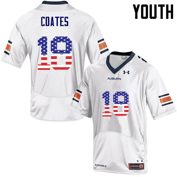 Youth #18 Sammie Coates Auburn Tigers USA Flag Fashion College Football Jerseys-White